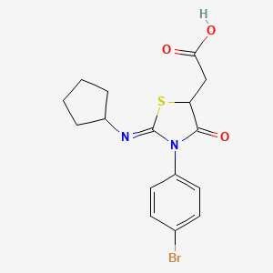 molecular formula C16H17BrN2O3S B14678264 3-(p-Bromophenyl)-2-(cyclopentylimino)-4-oxo-5-thiazolidineacetic acid CAS No. 39964-43-7