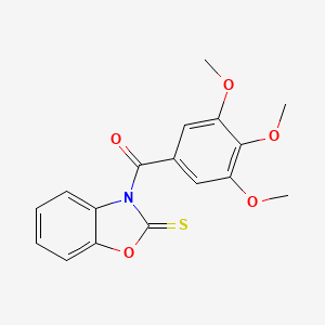 molecular formula C17H15NO5S B14678308 2(3H)-Benzoxazolethione, 3-(3,4,5-trimethoxybenzoyl)- CAS No. 37442-10-7