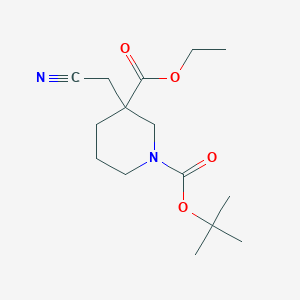molecular formula C15H24N2O4 B1467842 1-叔丁基 3-乙基 3-(氰基甲基)哌啶-1,3-二羧酸酯 CAS No. 923009-49-8