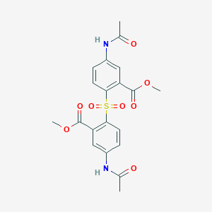 molecular formula C20H20N2O8S B14678629 Bis[4-acetamido-2-carbomethoxyphenyl]sulfone CAS No. 35880-77-4