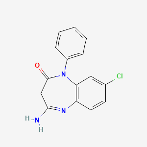 molecular formula C15H12ClN3O B14678818 2H-(1,5)-Benzodiazepin-2-one, 1,3-dihydro-4-amino-8-chloro-1-phenyl- CAS No. 36985-33-8