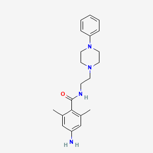 molecular formula C21H28N4O B14678878 Benzamide, 4-amino-2,6-dimethyl-N-(2-(4-phenyl-1-piperazinyl)ethyl)- CAS No. 39728-52-4