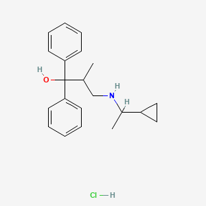 molecular formula C21H28ClNO B14678974 1,1-Diphenyl-2-methyl-3-(1-cyclopropylethyl)aminopropanol hydrochloride CAS No. 35699-19-5