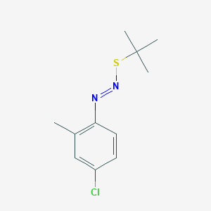 molecular formula C11H15ClN2S B14679063 (E)-1-(tert-Butylsulfanyl)-2-(4-chloro-2-methylphenyl)diazene CAS No. 29577-87-5