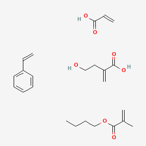 molecular formula C24H34O7 B14679123 Butyl 2-methylprop-2-enoate;4-hydroxy-2-methylidenebutanoic acid;prop-2-enoic acid;styrene CAS No. 34268-75-2