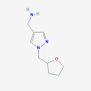 molecular formula C9H15N3O B1467920 (1-((tetrahydrofuran-2-yl)methyl)-1H-pyrazol-4-yl)methanamine CAS No. 1342200-59-2