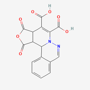 molecular formula C16H10N2O7 B14679206 14,16-dioxo-15-oxa-9,10-diazatetracyclo[8.7.0.02,7.013,17]heptadeca-2,4,6,8,11-pentaene-11,12-dicarboxylic acid CAS No. 28271-04-7