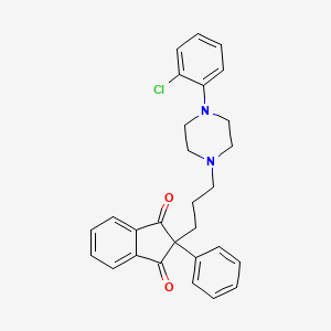 molecular formula C28H27ClN2O2 B14679297 1,3-Indandione, 2-(3-(4-(o-chlorophenyl)-1-piperazinyl)propyl)-2-phenyl- CAS No. 31804-91-8