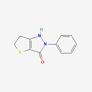 molecular formula C11H10N2OS B14679437 2-Phenyl-1,2,5,6-tetrahydro-3H-thieno[3,2-c]pyrazol-3-one CAS No. 31657-22-4