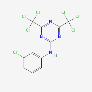 molecular formula C11H5Cl7N4 B14679587 N-(3-chlorophenyl)-4,6-bis(trichloromethyl)-1,3,5-triazin-2-amine CAS No. 30356-52-6