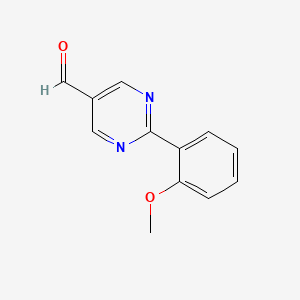 molecular formula C12H10N2O2 B1467959 2-(2-Methoxyphenyl)pyrimidine-5-carbaldehyde CAS No. 933665-97-5