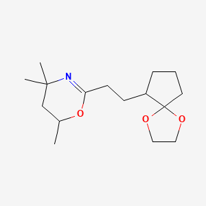 molecular formula C16H27NO3 B14679629 2-[2-(1,4-Dioxaspiro[4.4]non-6-yl)ethyl]-4,4,6-trimethyl-5,6-dihydro-4h-1,3-oxazine CAS No. 36871-46-2