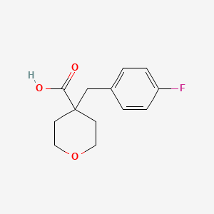molecular formula C13H15FO3 B1467963 4-[(4-氟苯基)甲基]氧杂-4-羧酸 CAS No. 1380300-55-9