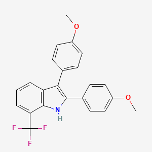 molecular formula C23H18F3NO2 B14679861 2,3-Bis(4-methoxyphenyl)-7-(trifluoromethyl)-1H-indole CAS No. 31878-32-7