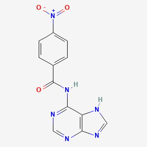 molecular formula C12H8N6O3 B14679875 Benzamide, 4-nitro-N-purin-6-yl- CAS No. 36855-73-9