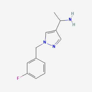 molecular formula C12H14FN3 B1467994 1-{1-[(3-fluorophenyl)methyl]-1H-pyrazol-4-yl}ethan-1-amine CAS No. 1339678-41-9