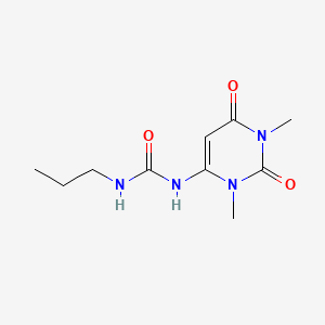 molecular formula C10H16N4O3 B14680032 Urea, 1-propyl-3-(1,2,3,6-tetrahydro-1,3-dimethyl-2,6-dioxo-4-pyrimidinyl)- CAS No. 31652-51-4