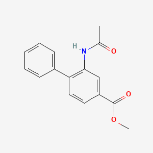 molecular formula C16H15NO3 B14680062 4-Biphenylcarboxylic acid, 2-acetamido-, methyl ester CAS No. 39180-38-6