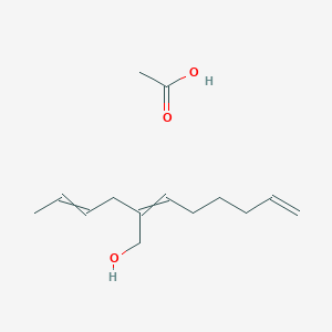 molecular formula C14H24O3 B14680133 Acetic acid;2-but-2-enylocta-2,7-dien-1-ol CAS No. 34057-65-3