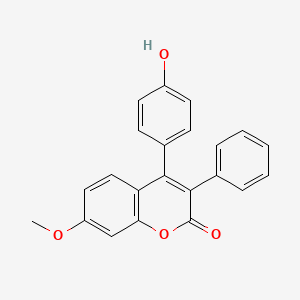 molecular formula C22H16O4 B14680147 4-(4-Hydroxyphenyl)-7-methoxy-3-phenyl-2H-1-benzopyran-2-one CAS No. 33257-83-9