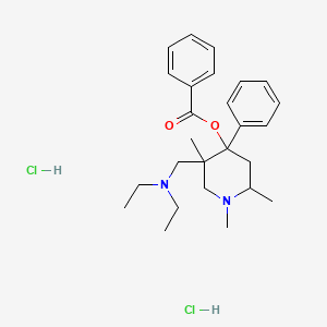 molecular formula C26H38Cl2N2O2 B14680179 5-Diethylaminomethyl-4-phenyl-1,2,5-trimethyl-4-piperidinol, benzoate, dihydrochloride CAS No. 28082-90-8