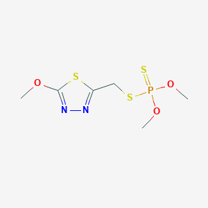 molecular formula C6H11N2O3PS3 B14680229 O,O-Dimethyl S-((5-methoxy-1,3,4-thiadiazol-2-yl)methyl) phosphorodithioate CAS No. 38090-81-2