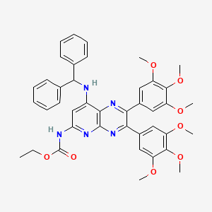 ethyl N-[8-(benzhydrylamino)-2,3-bis(3,4,5-trimethoxyphenyl)pyrido[2,3-b]pyrazin-6-yl]carbamate