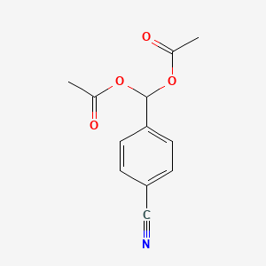 molecular formula C12H11NO4 B14680295 Benzonitrile, 4-[bis(acetyloxy)methyl]- CAS No. 36735-42-9