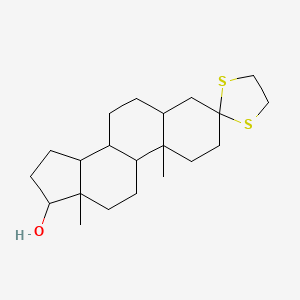 molecular formula C21H34OS2 B14680318 10,13-Dimethylhexadecahydrospiro[cyclopenta[a]phenanthrene-3,2'-[1,3]dithiolan]-17-ol CAS No. 37770-14-2