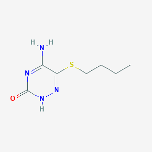 molecular formula C7H12N4OS B14680348 5-Amino-6-(butylsulfanyl)-1,2,4-triazin-3(2h)-one CAS No. 32331-18-3