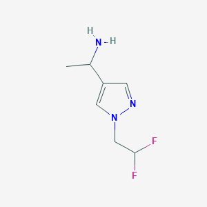 molecular formula C7H11F2N3 B1468043 1-[1-(2,2-difluoroethyl)-1H-pyrazol-4-yl]ethan-1-amine CAS No. 1341764-65-5