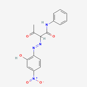 molecular formula C16H14N4O5 B14680445 2-[2-(4-nitro-6-oxocyclohexa-2,4-dien-1-ylidene)hydrazinyl]-3-oxo-N-phenylbutanamide CAS No. 30127-79-8