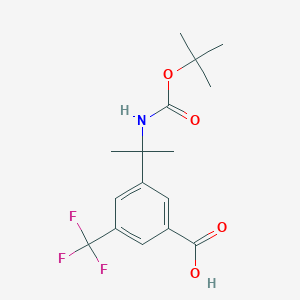 molecular formula C16H20F3NO4 B1468049 3-{1-[(Tert-butoxycarbonyl)amino]-1-methylethyl}-5-(trifluoromethyl)benzoic acid CAS No. 1237535-97-5