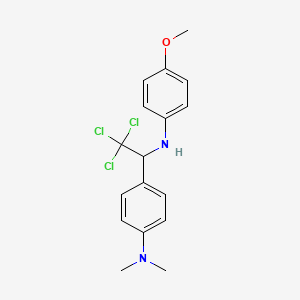 molecular formula C17H19Cl3N2O B14680506 N,N-dimethyl-4-[2,2,2-trichloro-1-(4-methoxyanilino)ethyl]aniline CAS No. 38767-14-5