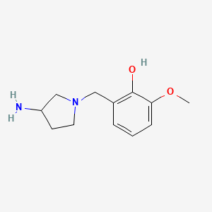 molecular formula C12H18N2O2 B1468061 2-((3-Aminopyrrolidin-1-yl)methyl)-6-methoxyphenol CAS No. 1250392-02-9