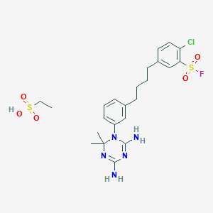 2-Chloro-5-[4-[3-(4,6-diamino-2,2-dimethyl-1,3,5-triazin-1-yl)phenyl]butyl]benzenesulfonyl fluoride;ethanesulfonic acid