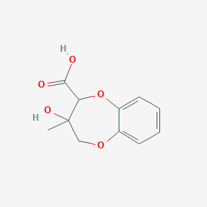 molecular formula C11H12O5 B14680896 3-Hydroxy-3-methyl-3,4-dihydro-2H-1,5-benzodioxepine-2-carboxylic acid CAS No. 33631-88-8