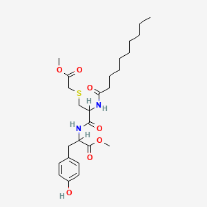 molecular formula C26H40N2O7S B14680934 L-Tyrosine, N-(S-(2-methoxy-2-oxoethyl)-N-(1-oxodecyl)-L-cysteinyl)-, methyl ester CAS No. 32886-16-1