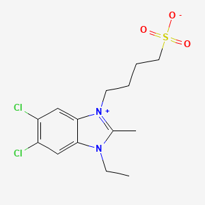 molecular formula C14H18Cl2N2O3S B14681034 1H-Benzimidazolium, 5,6-dichloro-1-ethyl-2-methyl-3-(4-sulfobutyl)-, inner salt CAS No. 32634-37-0