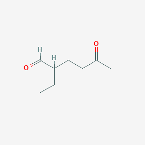 molecular formula C8H14O2 B14681039 Hexanal, 2-ethyl-5-oxo- CAS No. 35650-55-6