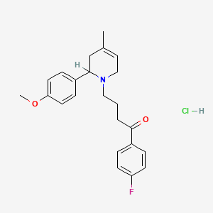 molecular formula C23H27ClFNO2 B14681132 4'-Fluoro-4-(4-methyl-2-(4-methoxyphenyl)-1,2,3,6-tetrahydro-1-pyridyl)butyrophenone HCl CAS No. 33345-73-2