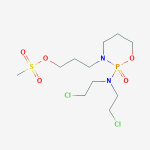 molecular formula C11H23Cl2N2O5PS B14681219 2H-1,3,2-Oxazaphosphorine-3(4H)-propanol, dihydro-2-(bis(2-chloroethyl)amino)-, methanesulfonate (ester), 2-oxide CAS No. 37752-28-6