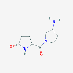 molecular formula C9H15N3O2 B1468127 5-(3-Aminopyrrolidine-1-carbonyl)pyrrolidin-2-one CAS No. 1251099-14-5