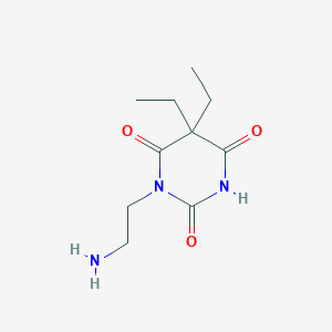 molecular formula C10H17N3O3 B14681321 1-(2-Aminoethyl)-5,5-diethyl-1,3-diazinane-2,4,6-trione CAS No. 37480-59-4