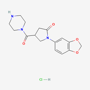 1-((1-(1,3-Benzodioxol-5-yl)-5-oxo-3-pyrrolidinyl)carbonyl)piperazine hydrochloride