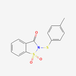 molecular formula C14H11NO3S2 B14681503 1,2-Benzisothiazol-3(2H)-one, 2-[(4-methylphenyl)thio]-, 1,1-dioxide CAS No. 39922-90-2