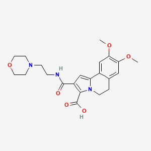 molecular formula C22H27N3O6 B14681612 Pyrrolo(2,1-a)isoquinoline-3-carboxylic acid, 5,6-dihydro-8,9-dimethoxy-2-(((2-(4-morpholinyl)ethyl)amino)carbonyl)- CAS No. 39731-73-2