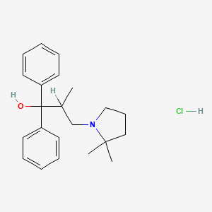 molecular formula C22H30ClNO B14681650 1,1-Diphenyl-2-methyl-3-(5,5-dimethylpyrrolidinyl)propanol hydrochloride CAS No. 35706-56-0