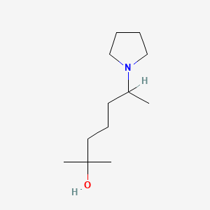 molecular formula C12H25NO B14681657 2-Methyl-6-(pyrrolidin-1-yl)heptan-2-ol CAS No. 37096-93-8