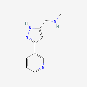 molecular formula C10H12N4 B1468168 N-methyl-1-(3-(pyridin-3-yl)-1H-pyrazol-5-yl)methanamine CAS No. 1340598-80-2